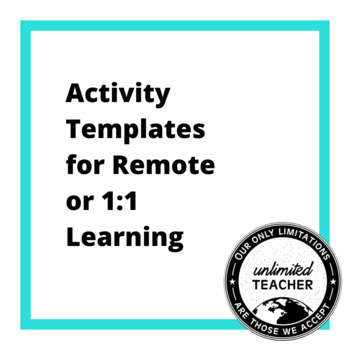 Preview of Activity Templates for Remote or 1:1 Learning