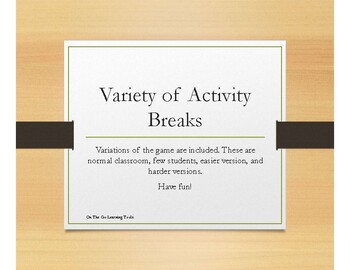 Preview of Activity break games