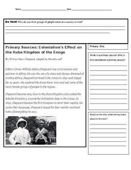 Preview of Activity for Colonialism Lesson - Impact of Colonialism