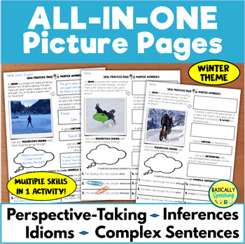 Preview of Activity for Mixed Speech Therapy Groups, Language Skill Worksheets WINTER Theme