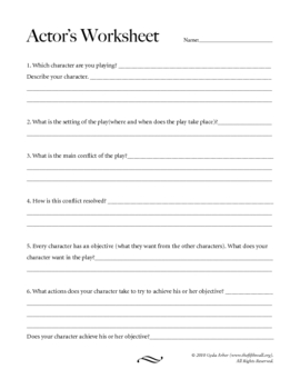 Preview of Actor's Character Worksheet