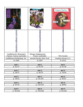 Preview of Acts in Romeo & Juliet Graphic Novels