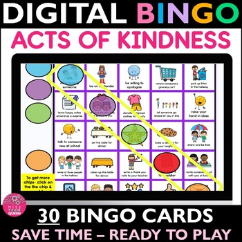 Preview of Acts of Kindness Activities SEL Bingo Games Digital No Prep Counselor Lessons