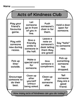 Acts of Kindness Activity Cards by Kelly Miles | TPT