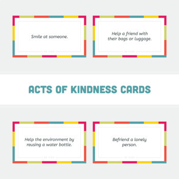 Acts of Kindness Cards (editable) by PAPERZIP | TPT