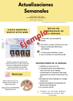 Preview of Editable Bilingual Distance Learning Weekly Newsletter (Spanish & English)