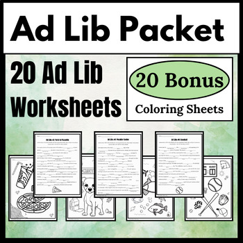 Preview of Ad Lib Activities | Digital and Printable| Parts of Speech | Sub Plans