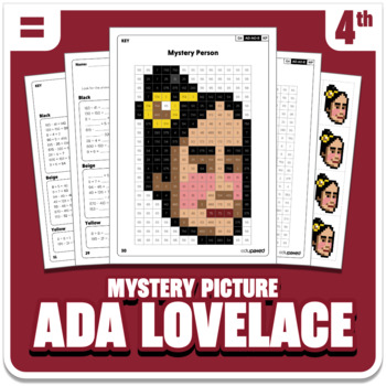 Preview of Ada Lovelace Math Mystery Picture - Grade 4 Operations - Women's History Month