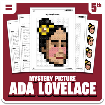 Preview of Ada Lovelace Math Mystery Picture - Grade 5 Operations - Women's History Month