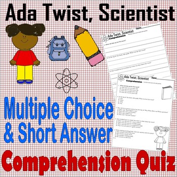 Preview of Ada Twist, Scientist Reading Comprehension Test Questions Quiz