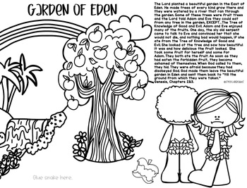 Bible Coloring Page Adam and Eve Craft for kids to study scripture