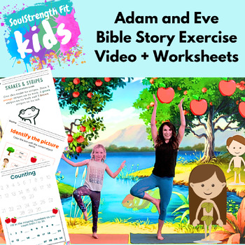 Preview of Adam and Eve Bundle: Bible Story Exercise Video + Worksheets