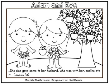 Adam and Eve Coloring Pages by Mary Martha Mama | TPT