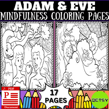 Adam and Eve Coloring Pages | Mindfulness Coloring Sheets by Qetsy