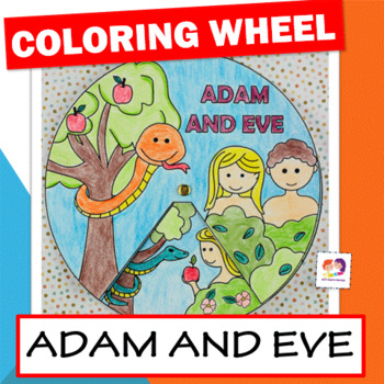 Preview of Adam and Eve Craft, Bible Lesson, The Garden of Eden, Adam and Eve Story Spinner