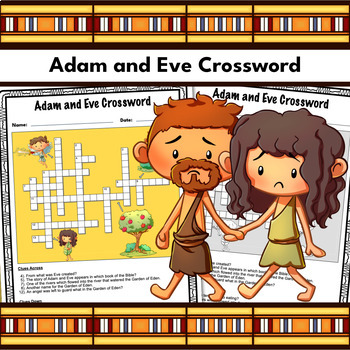 Adam and Eve Crossword Puzzle Printable by Print Adorables | TPT
