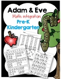 Adam and Eve: Math integration worksheets (Prek-Kinder)