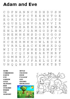 Adam and Eve Word Search by Steven's Social Studies | TpT
