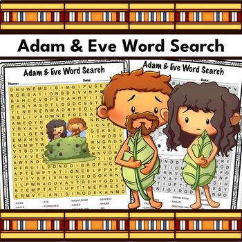 Preview of Adam and Eve Word Search Bible Puzzle Activity Worksheet