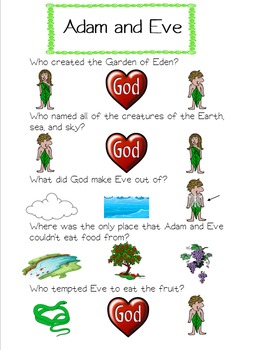 Adam and Eve Worksheet by Little Miss Catechist Blog Shop | TpT