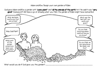 Adam and Eve Worksheet with Comprehension Questions | TPT