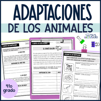 Preview of Adaptaciones de animales - Animal Adaptations in Spanish