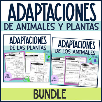 Preview of Adaptaciones de animales y plantas Bundle Animal & Plant Adaptations in Spanish