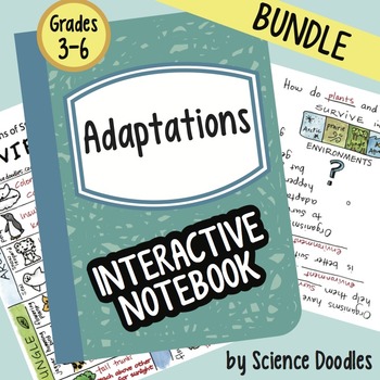 Preview of Science Doodle - Adaptations Interactive Notebook BUNDLE Notes