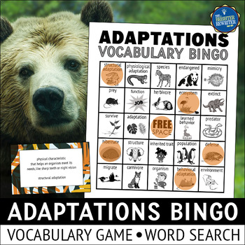 Preview of Plant and Animal Adaptations Vocabulary Bingo Game