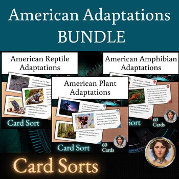 Preview of Adaptations Card Sort BUNDLE | American Plant and Animal Adaptations