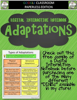 Preview of Adaptations Digital Interactive Notebook FREE - Distance Learning