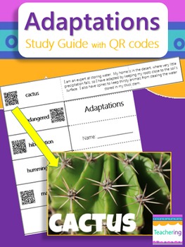 Preview of Adaptations Study Guide with QR Codes