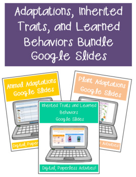 Preview of Adaptations, Inherited Traits, and Learned Behaviors Google Classroom Bundle