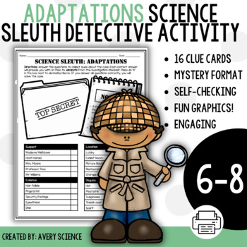 Adaptations Science Sleuth Detective Activity by Avery Science | TPT