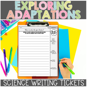 Preview of Adaptations Science Exit Tickets or Science Writing Prompts