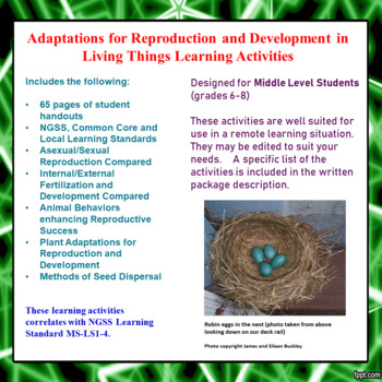 Preview of Adaptations for Reproduction and Development Learning Activities (Middle School)