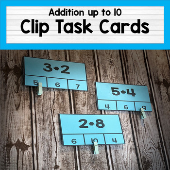 Preview of Adapted Addition up to 10 Clip *TASK CARDS*