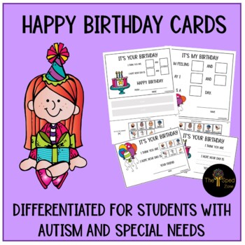 Adapted Birthday Cards for Autism and Special Needs by The Sped Zone