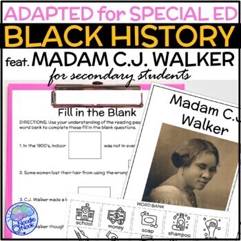 Preview of Adapted Black History Unit for Secondary Special Ed feat. Madam C.J. Walker