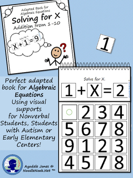 Preview of Adapted Book: Algebra and Solving for X for LIFE Skills and Autism Units!