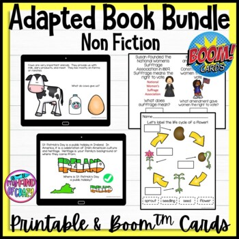 Preview of Adapted Book Bundle | BOOM Cards and Printables | Hybrid Teaching