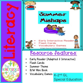 Preview of Adapted Book Flash Cards Vocabulary Games Summer Theme Special Education