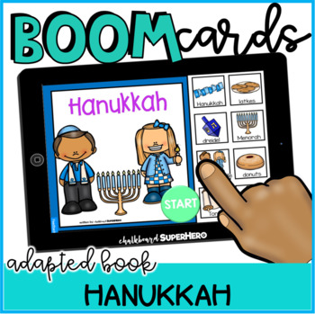 Preview of Adapted Book: Hanukkah BOOM CARDS {distance learning}