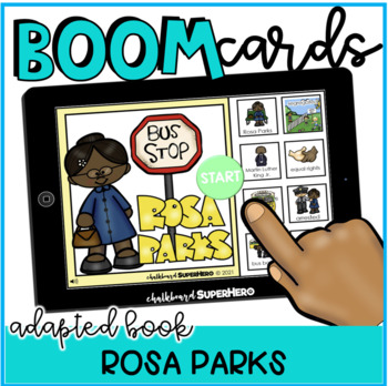 Preview of Adapted Book: Rosa Parks BOOM CARDS {distance learning}