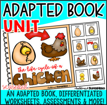 Preview of Adapted Book Unit: The Life Cycle of a Chicken (Printable and Digital)