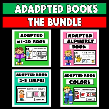 Preview of Adapted Books Bundle | Alphabet Shapes Numbers Colors