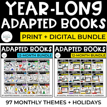Preview of Adapted Books: Print + Digital MEGA Bundle | Year-Long | Seasonal | Special Ed