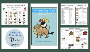 Preview of Adapted Chapter Books for Special Ed - Where the Red Fern Grows - Vocab & Comp