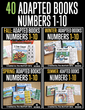 Preview of Adapted Interactive Books Bundle Numbers 1-10 Spring | Summer