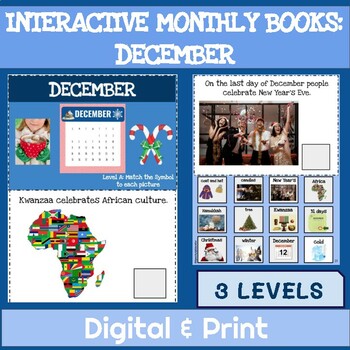 Preview of Adapted Interactive Monthly Books WH Questions & Realistic Images: December